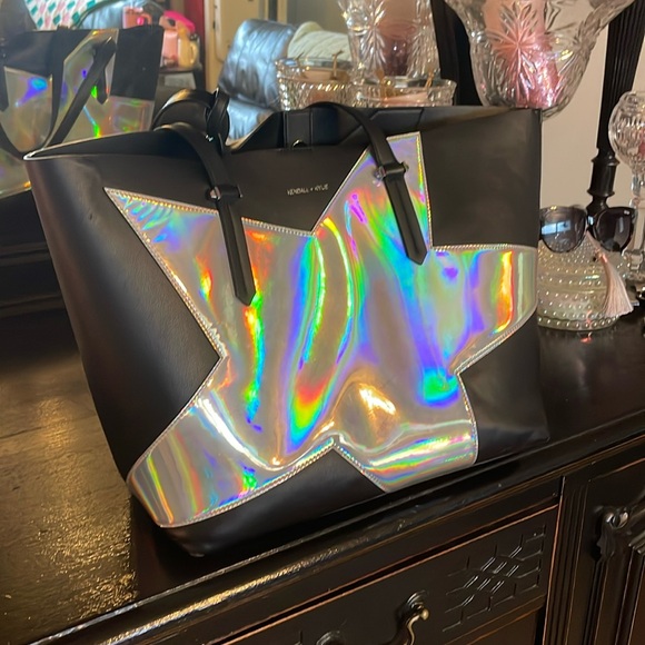 Kendall & Kylie Handbags - Kendall + Kylie Handbag Izzy Star Tote Holographic Metallic with Pouch